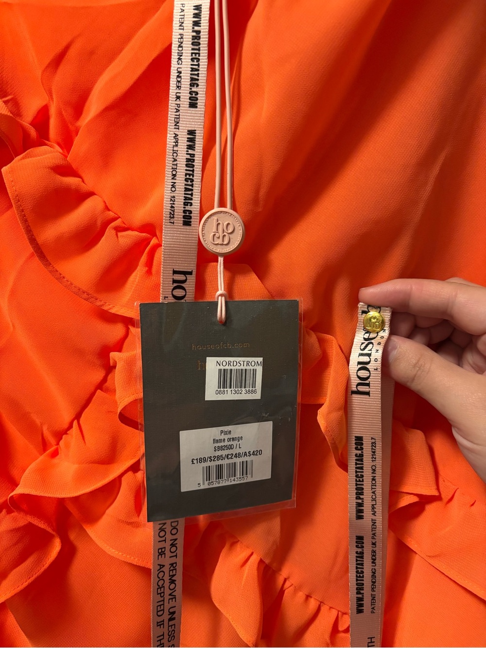 NWT House of CB Pixie Flame Orange Ruffle Maxi Dress L - Picture 11 of 14